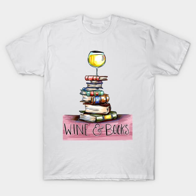Wine & Books T-Shirt by obillwon